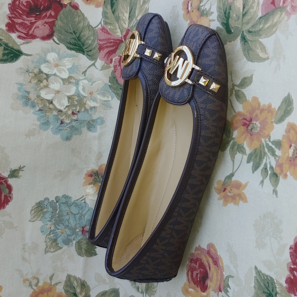 Michael Kors Fulton Studded Mocassin Flats in Brown with MK Logo Women's 7.5 - Picture 13 of 17